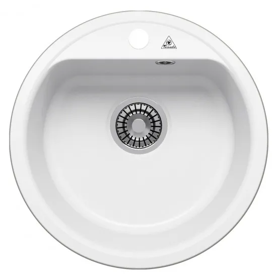 Chiuvetă de bucătărie Tornado Quartz D480,480x480 mm, Alb