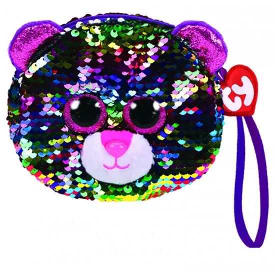 TY TY95224 Sequins Jucarie de plus Leopard DOTTY, 10 cm (geanta)