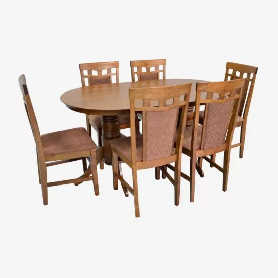 Set de mobilă Eva Стол HV-24V Burnish + 6 стула DEPPA R (Burnish, F-789 Brown)