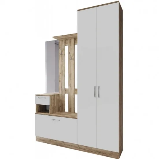 Прихожая ML-Mobila ML-4 v2 (140 см), Дуб краф золотой / Белый