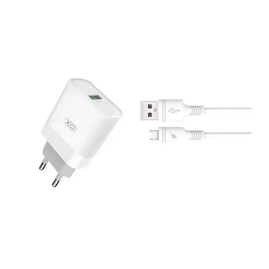 Încărcător XO L63 15 W, White (MicroUSB)