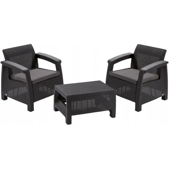 Set mobila de grădină Keter Corfu Weekend Graphite/Gray
