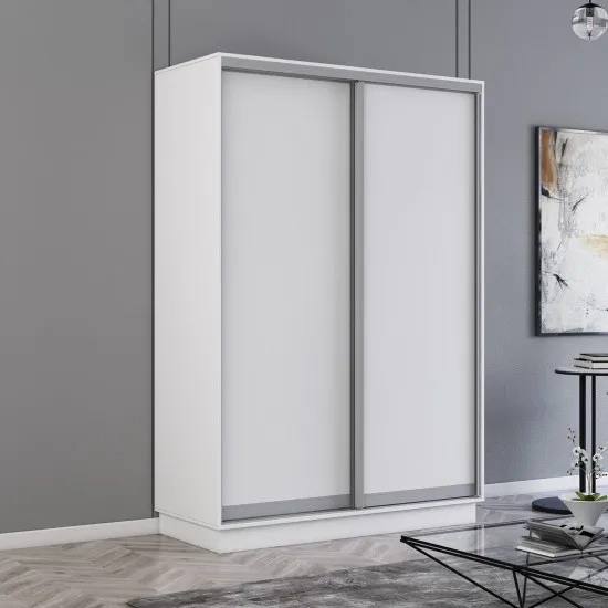 Dulap-cupeu Mobildor Fox, 140x220x60 cm, uși PAL, Alb