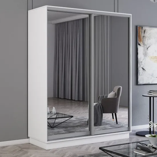 Шкаф купе Mobildor Fox (100x220) зеркальные раздвижные двери, White