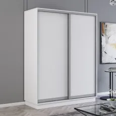 Dulap-cupeu Mobildor Fox (110x220) uși glisante din PAL, White Dulap-cupeu Mobildor Fox (110x220) uși glisante din PAL, White