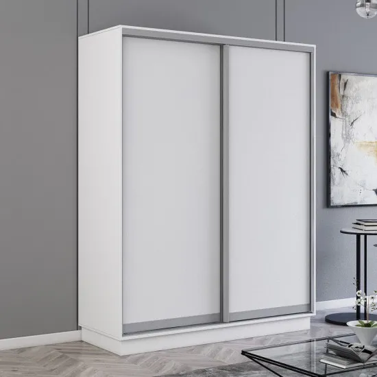 Dulap-cupeu Mobildor Fox (130x220) uși glisante din PAL, White