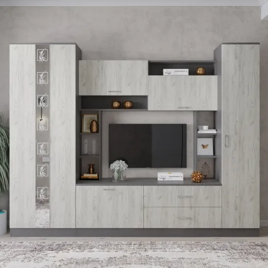 Living ML-Mobila ML-3 (265 cm), Anthracite / Oak craft white