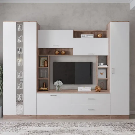 Living ML-Mobila ML-3 (265 cm), Stejar auriu / Alb