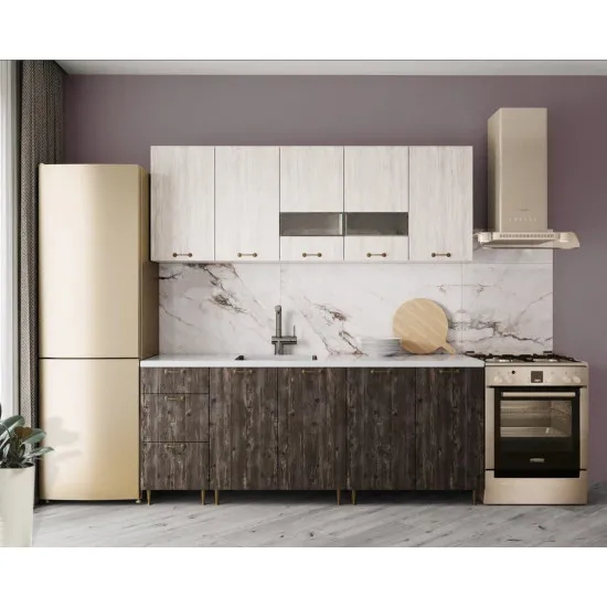 Bucatarie ML-Mobila Omega-2 2.0 m, Sosna arendal / Canion alb