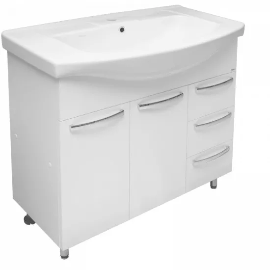 Dulap cu lavoar Mashtab Agat (Basic) 90 cm cu 3 sertare, White