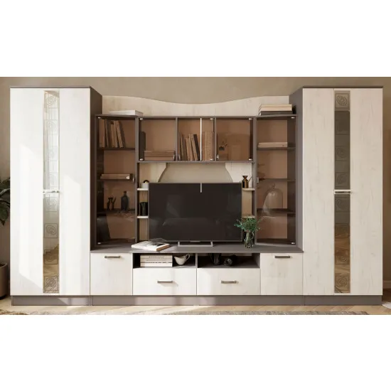 Living ML-Mobila МЛ-8 (350 cm), Antracit / Stejar craft alb