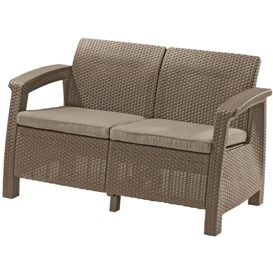 Садовый диван Keter Corfu Love Seat Cappuccino/Sand