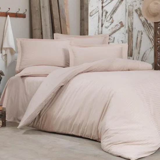 Lenjerie de pat Cottony Satin Stripe Vanilla (2 persoane/Satin de Lux)