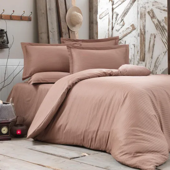 Постельное бельё Cottony Stripe Satin Brown Nr 8 (двуспальный/Satin de Lux)