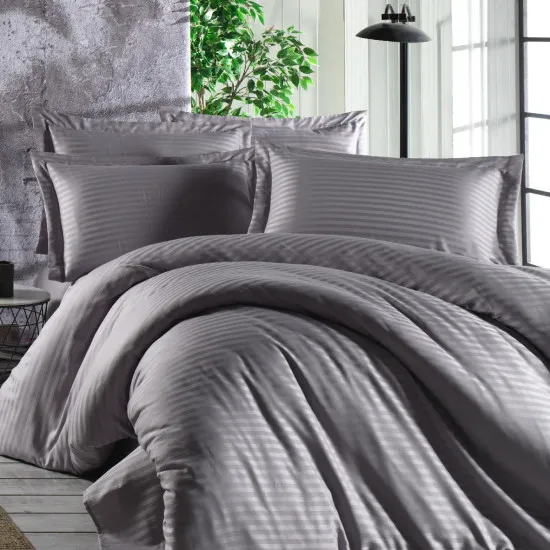 Постельное бельё Cottony Stripe Satin Charcoal (полуторный/Satin de Lux)