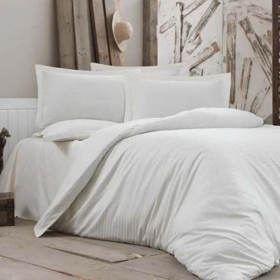 Lenjerie de pat Cottony Stripe Satin Ivory Nr2 (2 persoane/Satin de Lux)