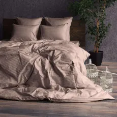 Lenjerie de pat Cottony Stripe Satin Light Brown (1 persoana/Satin de Lux) Lenjerie de pat Cottony Stripe Satin Light Brown (1 persoana/Satin de Lux)