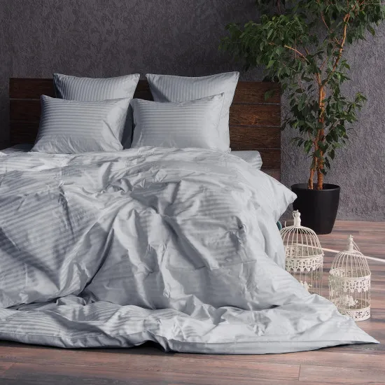 Lenjerie de pat Cottony Stripe Satin Light Gray N9 (2 persoane/Satin de Lux)
