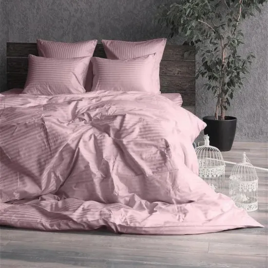 Постельное бельё Cottony Stripe Satin Pudra (полуторный/Satin de Lux)
