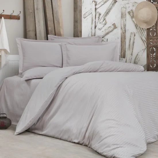 Lenjerie de pat Cottony Stripe Satin Vizon (2 persoane/Satin de Lux)