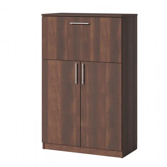 Dulap oficiu FabrikHome Office Line №9 (80 cm) cu compartiment de bar, Nuc inchis
