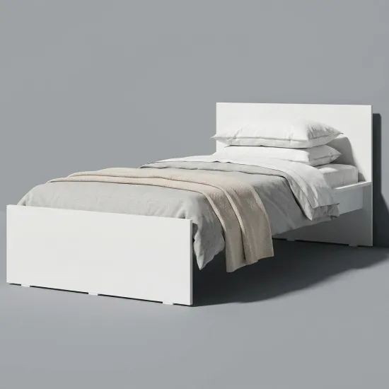 Pat pentru copii FabrikHome Linia Uno, 90 х 200 cm, Frasin alb