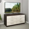 Comodă BS КХ-150 (150 cm) 6 sertare, Mokka/Bianco-bej Luciu