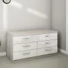 Comodă BS КХ-150 (150 cm) 6 sertare, Corton Stejar/Alb Luciu