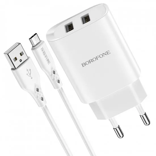 Зарядное устройство Borofone BN2, White (Micro USB)