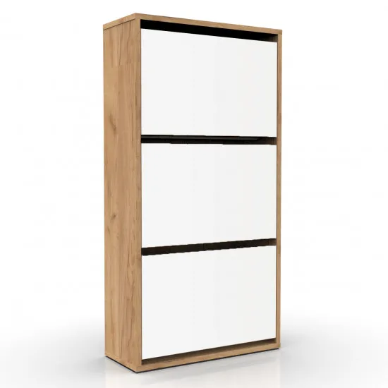 Tumbă pentru încălțăminte ML-Mobila ML-2 (60 cm), Stejar auriu/ Alb