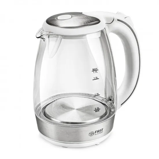 Fierbător electric First FA-5404-2-WI Glass/White (1,7 l/2200 W)