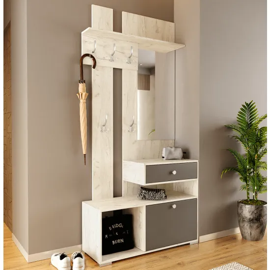 Прихожая ML-Mobila МЛ-1 (100 см), Дуб краф белый / Антрацит