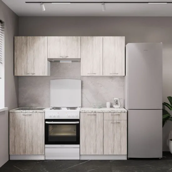 Модульная кухня ML-Mobila Омега - 3 2.0/1.4 м, Белый / Артвуд светлый