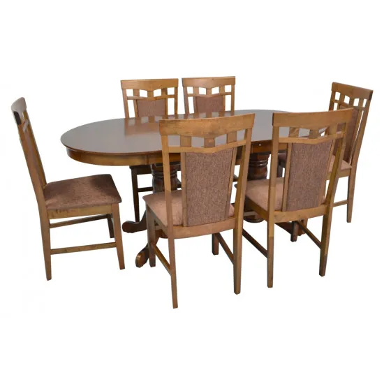 Set de mobilÄ? Eva Masa HV-31N Burnish + 6 scaune DEPPA R (Burnish, F-789 Brown )
