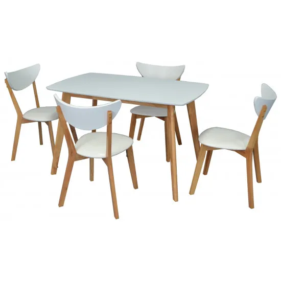 Set de mobilÄ? Eva Masa COOPER White/Bella beech + 4 scaune CAMEROON (White/Bella beech)