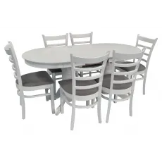 Set de mobilă Eva Masa HV-31N White + 6 scaune COCO (White, NV-10WP Grey)