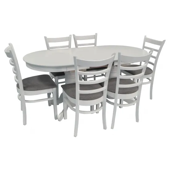 Set de mobilÄ? Eva Masa HV-31N White + 6 scaune COCO (White, NV-10WP Grey)