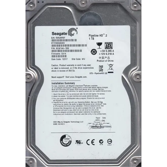 3.5" Жесткий диск 1 TB Seagate Pipeline HD.2, 5900 rpm, 16 MB, SATA II (ST31000424CS-NP)