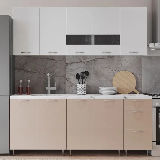 Bucatarie modulara ML-Mobila AGT 2.0 m, Alb / Capuccino