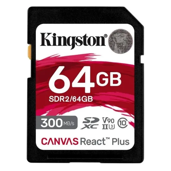 Карта памяти SDHC 64 ГБ Kingston Canvas React Plus (SDR2/64GB)