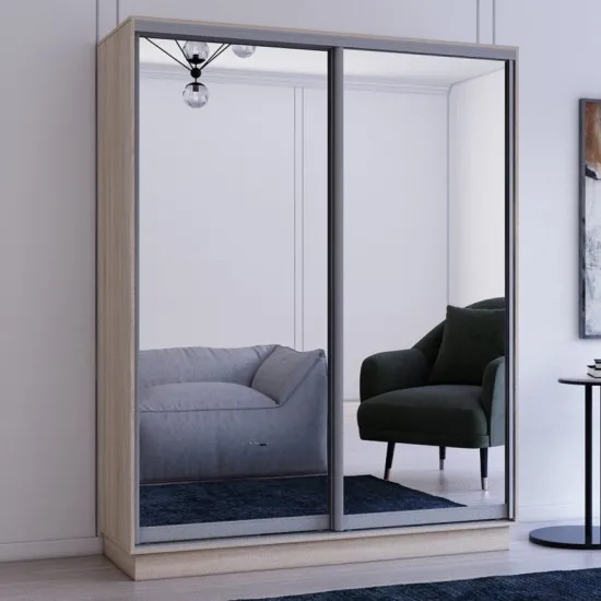 Шкаф купе Mobildor Fox (230x220) зеркальные раздвижные двери, Sonoma