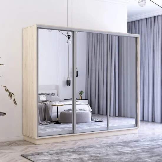 Шкаф купе Mobildor Fox (240x220) зеркальные раздвижные двери, Sonoma