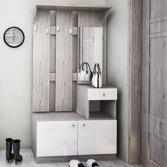 Прихожая PS AX-94 (94 см), Дуб Кортон/Белый глянец