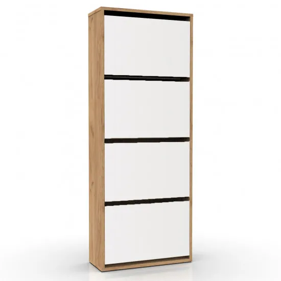 Tumbă pentru încălțăminte ML-Mobila ML-3 (60 cm), Stejar auriu/ Alb