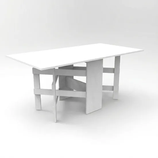 Masă pentru bucătărie ML-Mobila Carte, 170x88 cm extensibilă, Alb