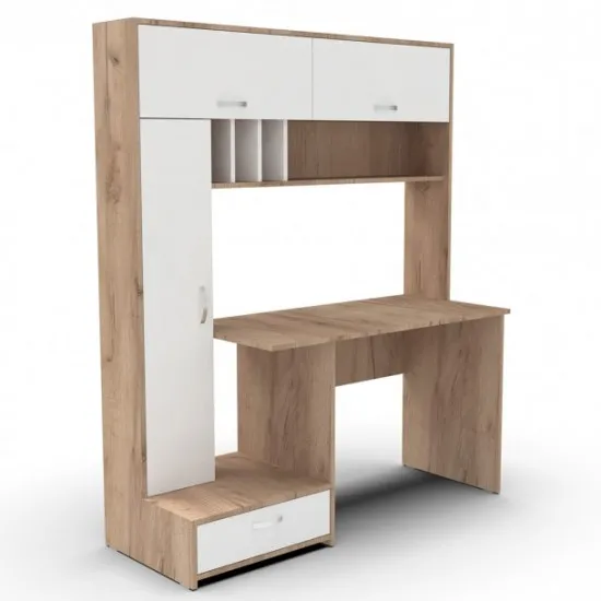 Masă calculator ML-Mobila ML-1, Stejar auriu / Alb