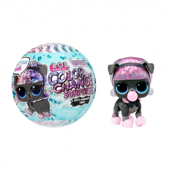 L.O.L Surprise! 585312 Papusa Glitter Color Change Pets with 5 Surprises, 6 cm