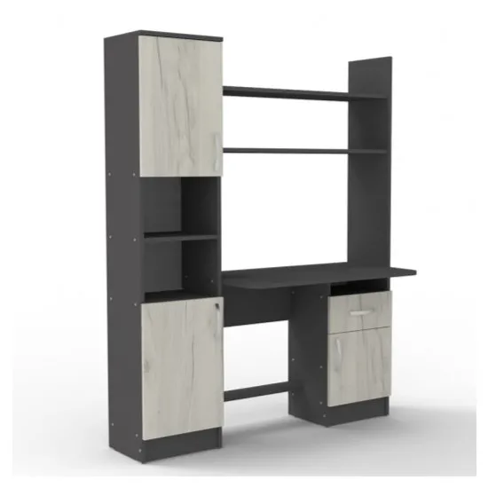 Masă calculator ML-Mobila ML-7, Antracit / Stejar craft alb