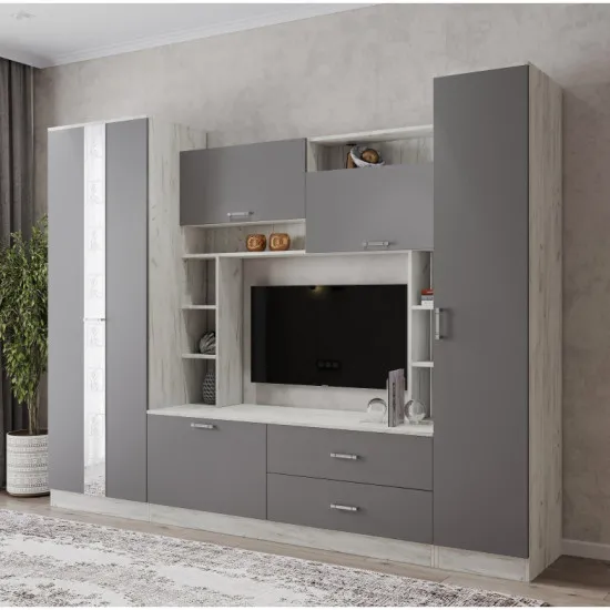 Living ML-Mobila ML-3 (265 cm), Stejar craft alb/ Antracit