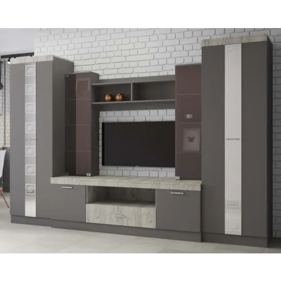 Living ML-Mobila ML-6 V1 (290 cm), Antracit / Stejar craft alb